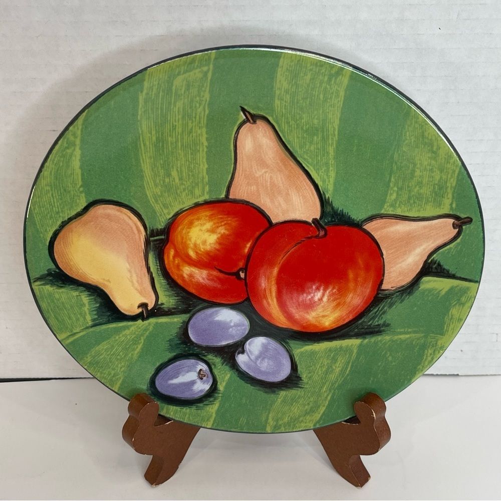 Vintage Sango Tuscany Misono 94 Oval Salad Plate 4902 Colorful Fruit Farmhouse